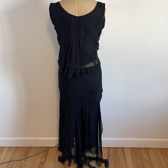 Y2K Whimsigoth Set Mix It 14 Black Midi Tank Sheer Floral Hip Hugger Fairycore - Picture 4 of 16